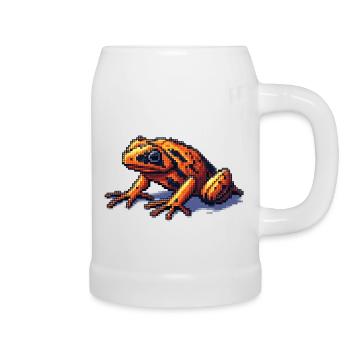 Pfeilgiftfrosch in retro 8 Bit Pixel Grafik - Bierkrug - Weiß - Rechts