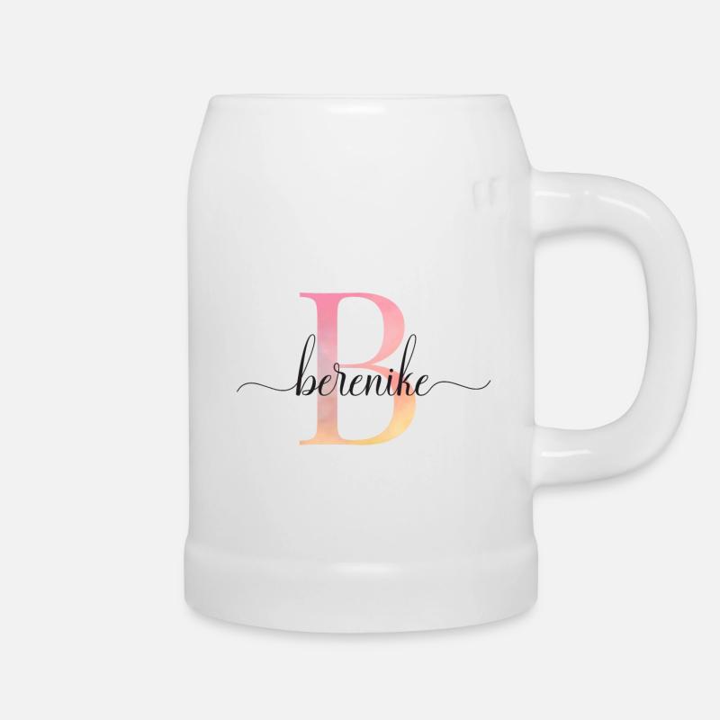 B | Monogramme | Nom | BérénieAquarelle - Chope en céramique - blanc