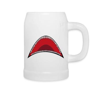 Bouche de requin - Chope en céramique - blanc - Droite