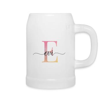E| Monogramm | Name | Evi |Watercolor - Bierkrug - Weiß - Rechts
