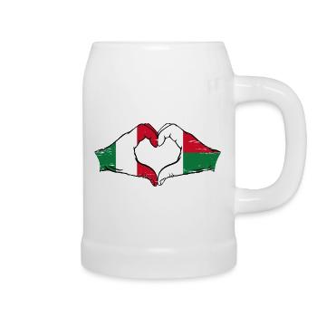 Italie Madagascar Drapeau Mains Coeur Forme Utilisé - Chope en céramique - blanc - Droite