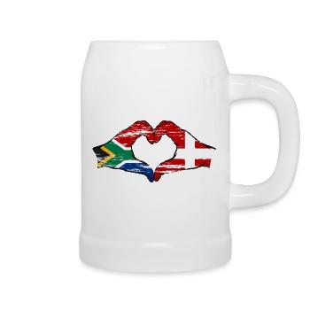 Afrique du Sud Danemark drapeau mains forme de coeur utilisé - Chope en céramique - blanc - Droite
