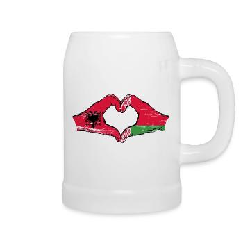 Albanien Belarus Flagge Hände Herzform used - Bierkrug - Weiß - Rechts