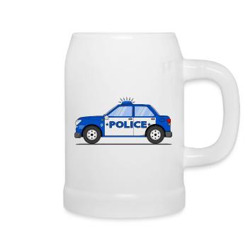 Police Blue and White - Beer Mug - white - Right