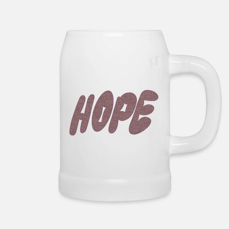 Hope – Strickschrift - Bierkrug - Weiß