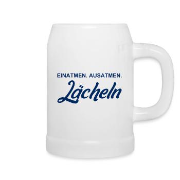 Einatmen - Ausatmen - Lächeln - Bierkrug - Weiß - Rechts
