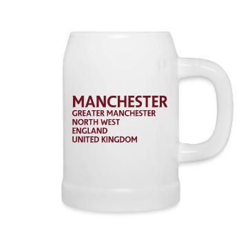 Manchester Name Stack Typografie - Bierkrug - Weiß - Rechts