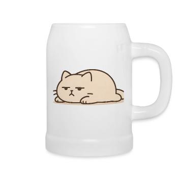 Schlafende Katze im Kawaii Stil - Bierkrug - Weiß - Rechts