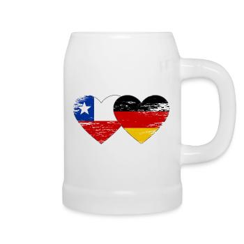Chile Deutschland Flagge Herz - Bierkrug - Weiß - Rechts