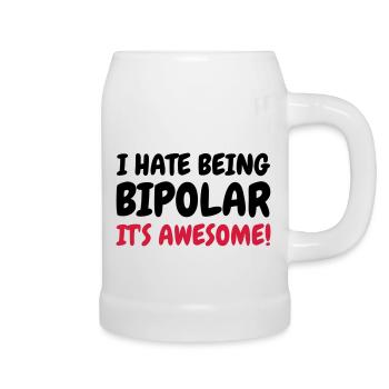 Bipolar - Humor - Funny - Joke - Friend - Chope en céramique - blanc - Droite