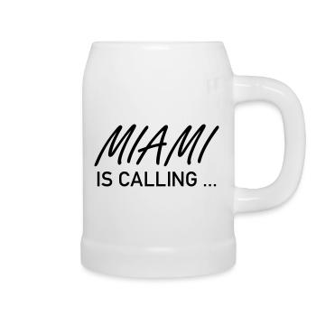 Miami appelle ... - Chope en céramique - blanc - Droite
