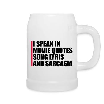 speak lyrics and sarcasm - Beer Mug - white - Right