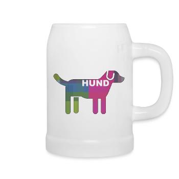 Hund mit Schriftzug - Bierkrug - Weiß - Rechts
