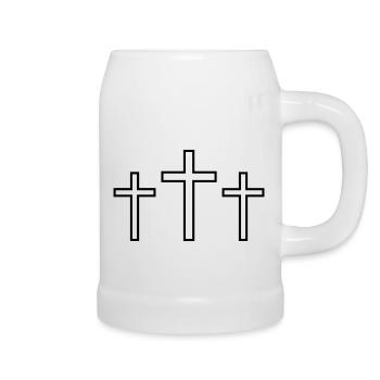 Trois Croix - Chope en céramique - blanc - Droite