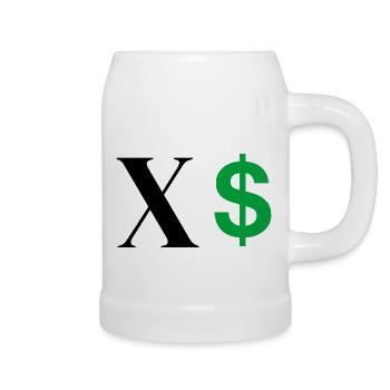 Buchstabe x Dollar - Bierkrug - Weiß - Rechts
