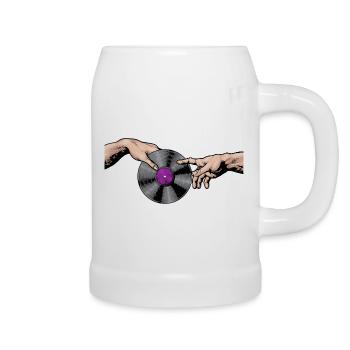 Hands Touching Vinyl Record Art - Beer Mug - white - Right