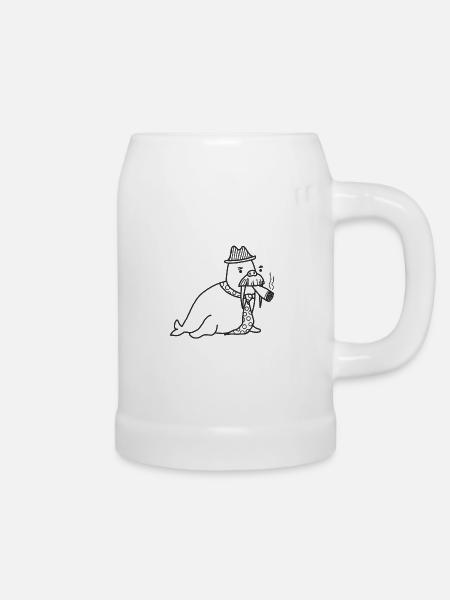 Walrus mit Schnurrbart - Bierkrug - Weiß