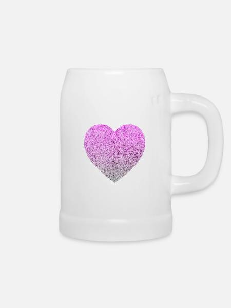 Glitter Herz - Bierkrug - Weiß