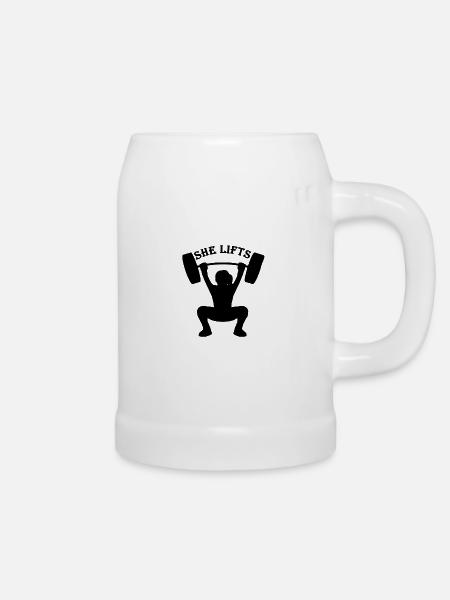She Lifts - Bierkrug - Weiß