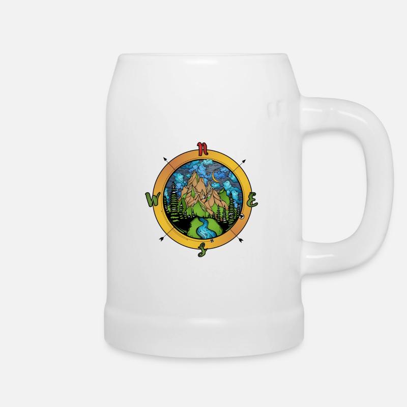 Compass and nature compass - Beer Mug - white