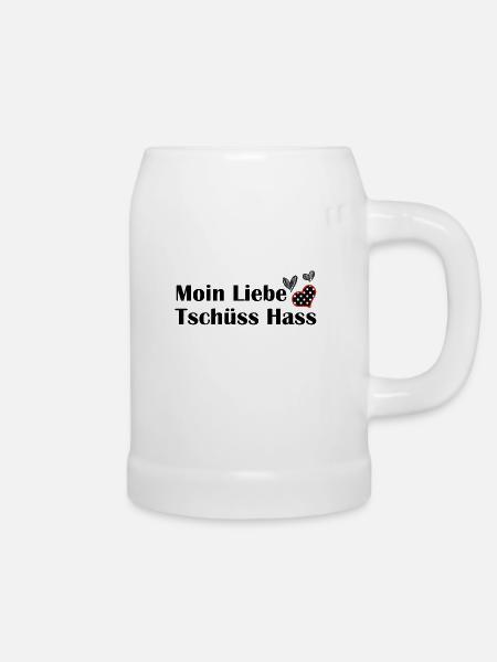 Moin Liebe - Tschüss Hass I Geschenkidee - Bierkrug - Weiß
