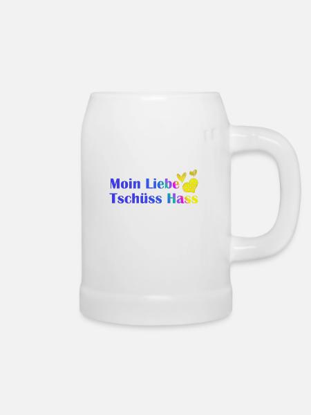 Moin Liebe, Tschüss Hass Herz romantisch Geschenk - Bierkrug - Weiß