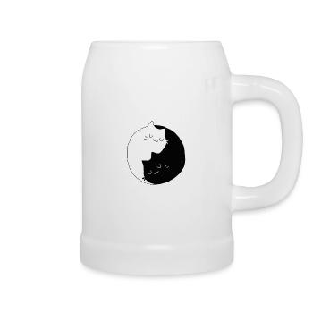 Chat yin yang - Chope en céramique - blanc - Droite