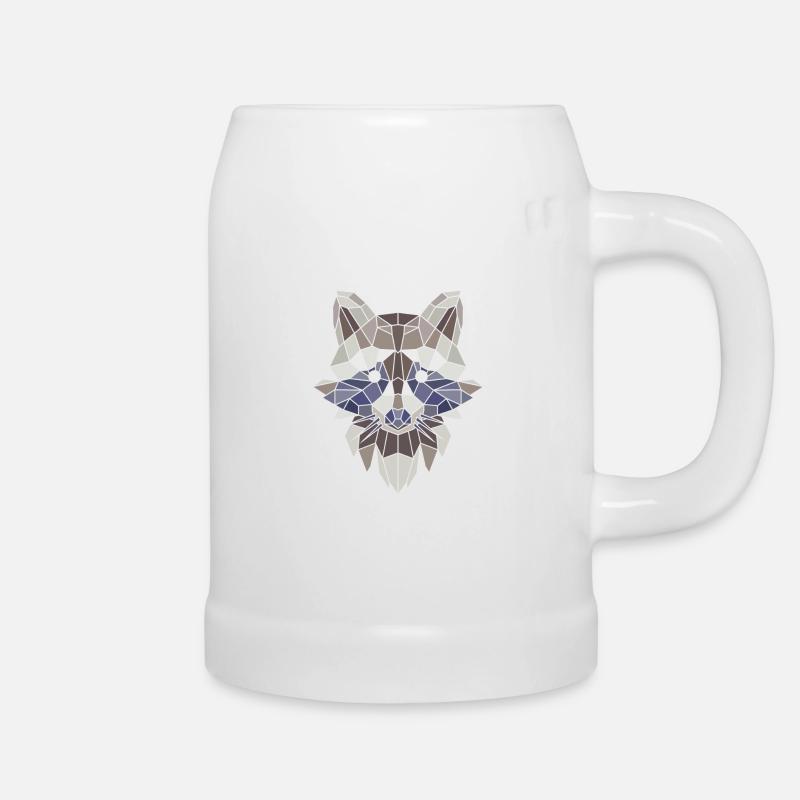 Polygon Art Geometrischer Waschbär Geschenk - Bierkrug - Weiß