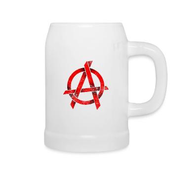 Rotes Anarchie Zeichen Fuck the System Punk Logo - Bierkrug - Weiß - Rechts