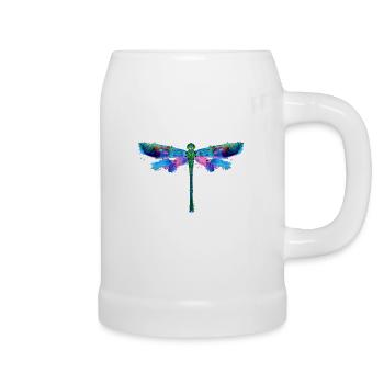 Dragonflies drawing insect art painting - Beer Mug - white - Right
