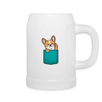 Welsh Corgi chien dans poche poitrine poche de chemise - Chope en céramique - blanc - Droite