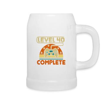 40th Birthday Level 40 Complete 40 Years Gift - Beer Mug - white - Right