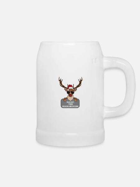 Breaking and Entering Nikolaus Rentier Christmas - Bierkrug - Weiß