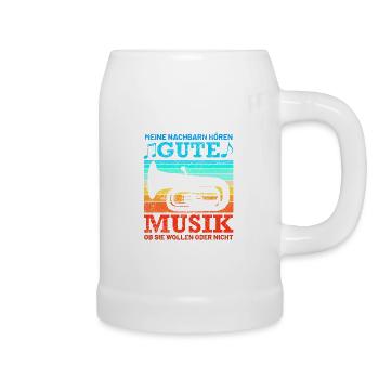 Retro Tuba Design mit Spruch - Bierkrug - Weiß - Rechts