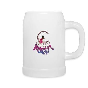 Traumfänger mit Federn und Blumen Meditation Yoga - Bierkrug - Weiß - Rechts