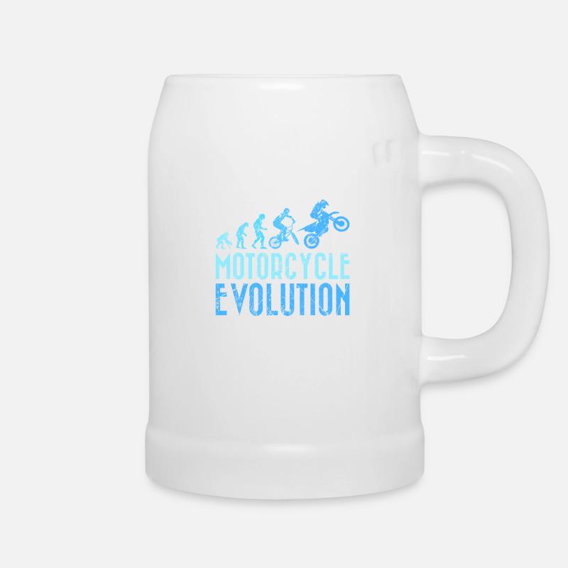Motorradfahrer Evolution Mensch Entwicklung - Bierkrug - Weiß