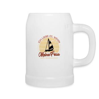 Ich liebe meine Frau wenn sie mich segeln lässt - Bierkrug - Weiß - Rechts
