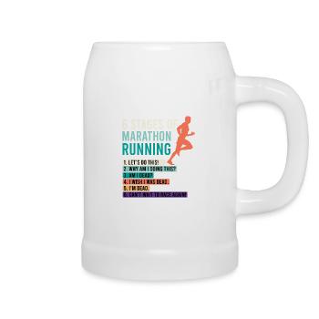 6 Stages of Marathon Running Saying Runner Funny - Beer Mug - white - Right