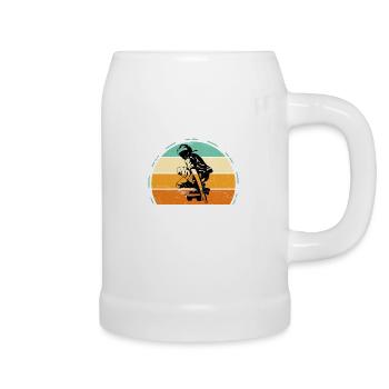 Vintage Longboard Longboarder Geschenk Retro Sonne - Bierkrug - Weiß - Rechts