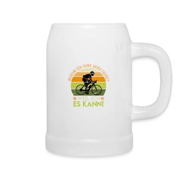 Warum ich ohne Akku fahre? Fahrradfahrer Fahrrad - Bierkrug - Weiß - Rechts
