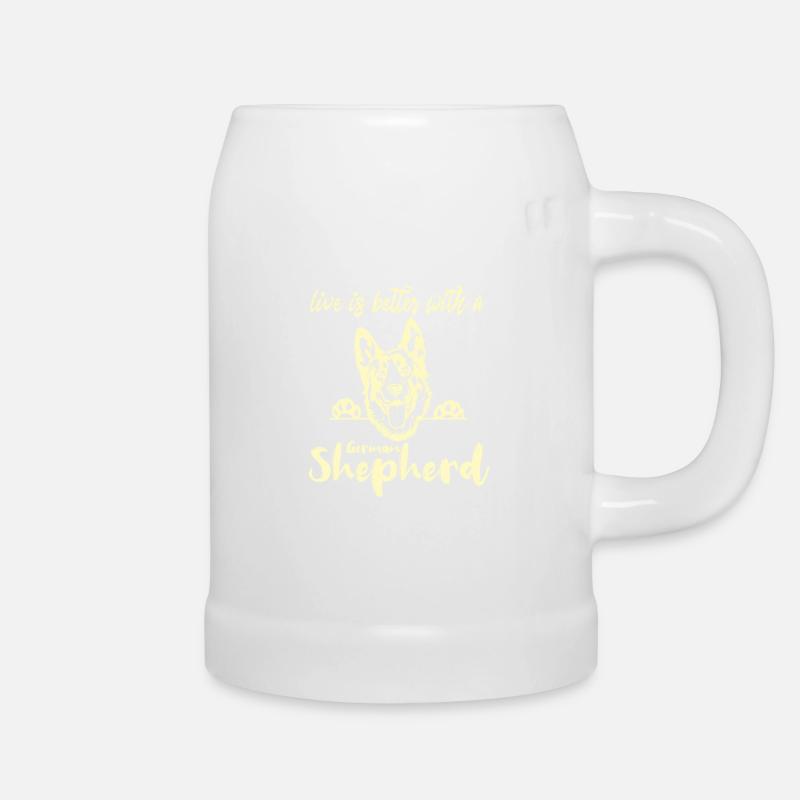 Deutscher Schäferhund - Bierkrug - Weiß