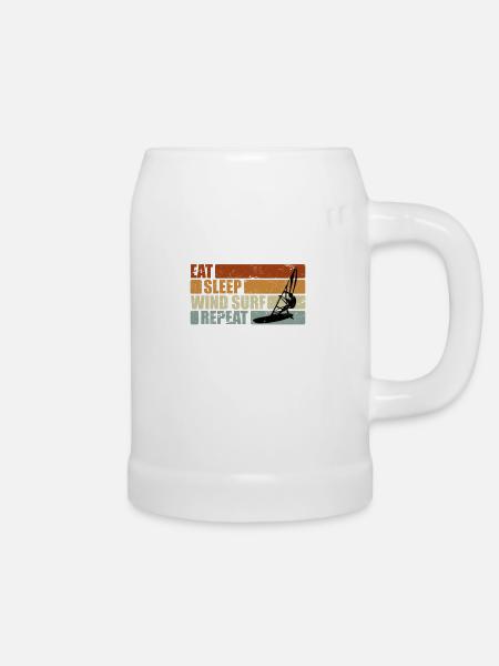 Eat Sleep Windsurf Repeat Cadeau windsurfer - Chope en céramique - blanc