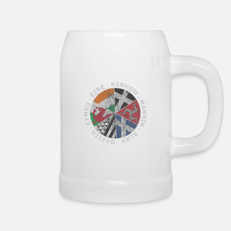 Vintage Celtic Flags IOM - Beer Mug - white