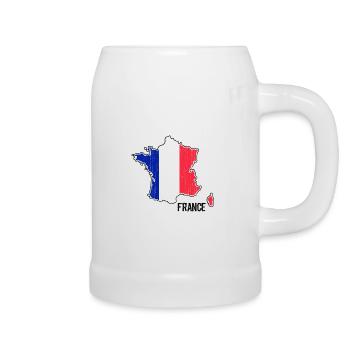 France Flag Map Outline - Beer Mug - white - Right