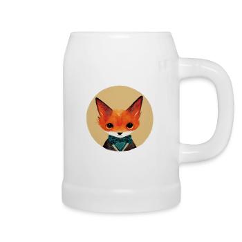 Little fox with fly in a circle - Beer Mug - white - Right