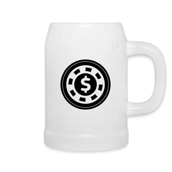 Cercle de jetons de poker - Chope en céramique - blanc - Droite