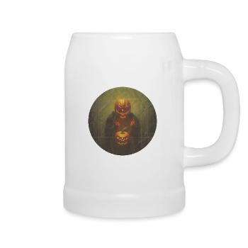 Halloween - scary pumpkin head - Beer Mug - white - Right