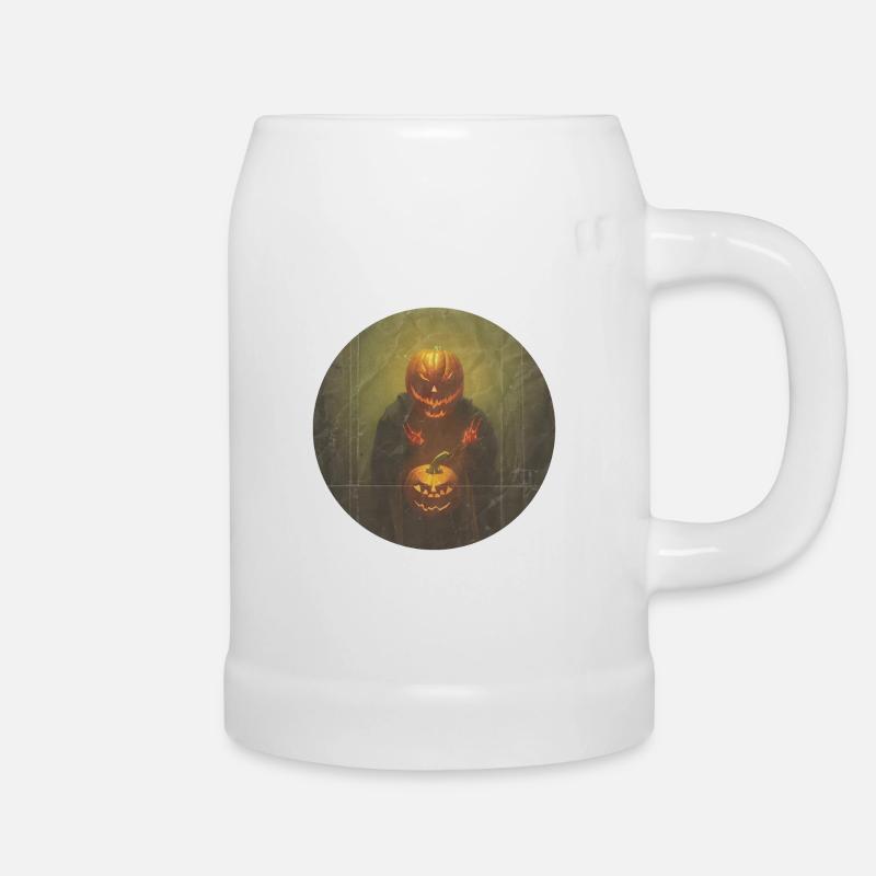 Halloween - scary pumpkin head - Beer Mug - white
