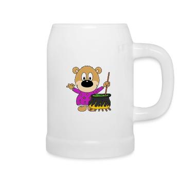 TEDDYBÄR - BÄR - TEDDY - HEXE - HALLOWEEN - Bierkrug - Weiß - Rechts