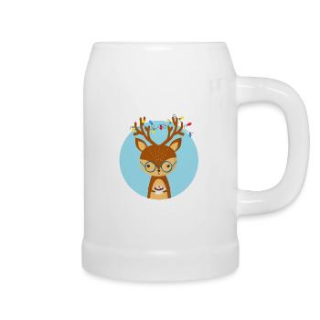 Weihnachtshirsch und eine Tasse Kakao - Bierkrug - Weiß - Rechts